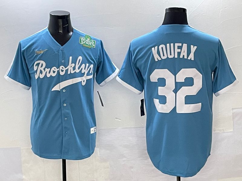 Men Los Angeles Dodgers 32 Koufax Light Blue Throwback 2025 Nike MLB Jersey style 40